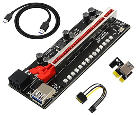 Carte D’Extension Gpu Pcie 1x vers 16x, PCB, 1 Set | Connecteurs 16a 6 Broches, Transmission Rapide, Évite la Surcharge du Câble Couleur Aléatoire
