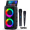 Karaoke Machine for Adults and Kids,Peski Portable Bluetooth Speaker with 1 Wireless Microphone and 1 Wired Mic,Rechargeable Powered Dj/PA Speaker System with TF Card,AUX in,REC,TWS for Birthday Party