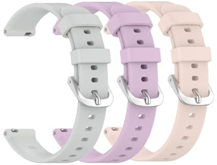 Waekethy pack of 3 Armband für Garmin Lily 2, 14mm Silikon Armbänder Einstellbar Sport Uhrenarmband Smartwatch Ersatzarmband Kompatibel mit Garmin Lily 2 (Grau+lila+pink)
