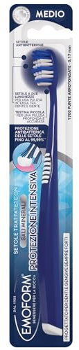 Emoform Intensivschutz-Zahnbürste mit antibakteriellen Borsten in doppelter Länge, behandelt mit Mineralsalzen und 1700 abgerundeten Spitzen – Tiefenreinigung für Zähne und Zahnfleisch