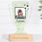Wanapix | Coppa Trofeo Personalizzabile con Nome e Foto | Trofeo Calcio | Coppa Personalizzata | Plexiglass | Base in Legno Naturale Inciso | Football