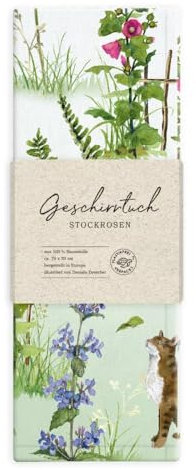 Grätz Verlag GmbH Geschirrtuch 100% Baumwolle, Geschenkidee, Küchen Accessoire, Motiv, Geschenk, Küche, Kochen, Grillen (Stockrosen)