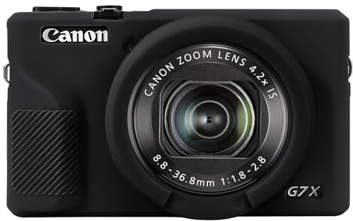 Elonbo Custodia per fotocamera, custodia protettiva in morbido silicone per fotocamera digitale Canon PowerShot G7X Mark III, copriobiettivo rimovibile, nero