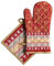 Maison d' Hermine Ofenhandschuh(19cm x 33cm) & Topflappen(20cm x 20cm) Set aus 100% Baumwolle, hitzebeständig zum Grillen, Ostern, Kochen, Backen, Grillen, Sofia – Frühling/Sommer
