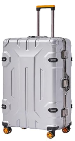 JMOZHCD Modischer personalisierter Koffer, Universal-Universalrad, Aluminiumrahmen, Trolley-Koffer, Passwort-Box, Reisekoffer (Silver 30)