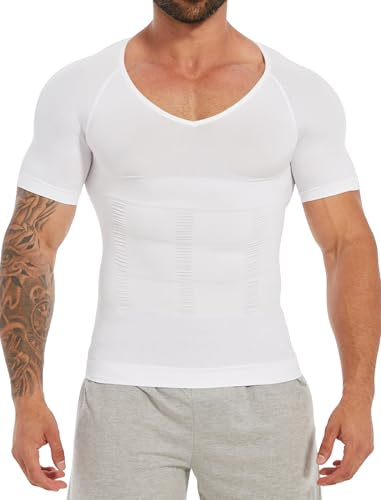 MISS MOLY Shapewear Gaine Shapewear Chemise de compression gainante pour homme - T-shirt élastique pour le ventre - Gaine serrée - Body Shaper pour homme - Sous-vêtements fonctionnels - Haut abdominal