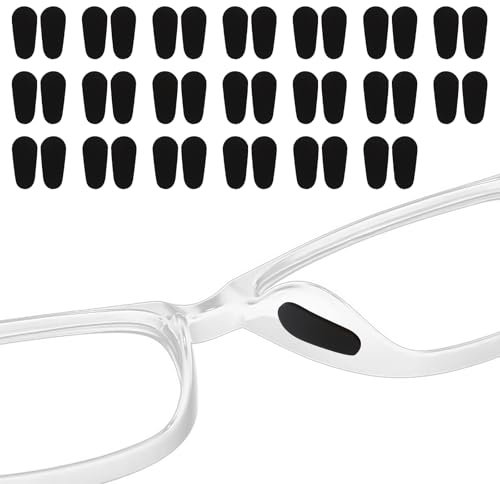 20 Paires de Plaquettes de Nez en Silicone, 1.0mm Antidérapantes, Plaquettes de nez Antidérapantes pour Lunettes de Vue et de Soleil (Noires)