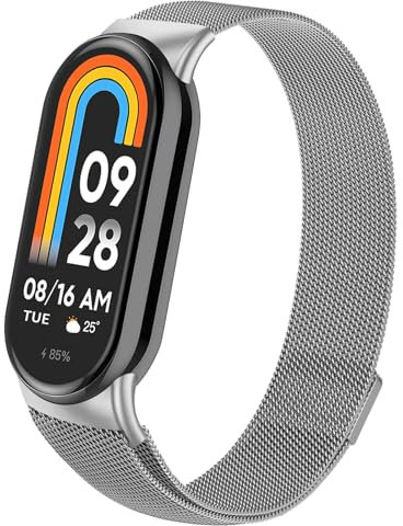 Meliya für Xiaomi Smart Band 9/10/8 Armband Damen Herren, Weich Metall Ersatzarmband für Xiaomi Mi Band 10/9/8