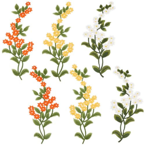 GORGECFAFT 3 Pairs Green Leaves Floral Iron on Patches Leaves Vine Lace Applique Forest Leaf Flower Patches Embroidered Trim Daisy Sewing Applique Crafts for Costume Clothing DIY Craft Project