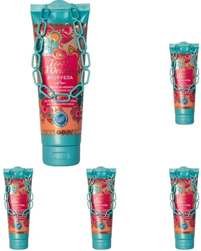 Tesori d'Oriente - Doccia Crema Ayurveda dalle Note di Amla e Patchouli, Deterge Dolcemente la Pelle e Dona Luminosità e Morbidezza, 250ml (Confezione da 5)