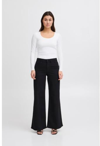 ICHI Women's Ihtwiggy Wide Jeans, 194008/Black, 31W x 32L