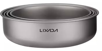 Lazyspace Lunch Box for Adults and Kids, Metal Mixing Bowl Set Ultralight Compact Collapsible Backpacking Gear Pure Ti Single-Layer 4-Piece Camping Bowl Set Perfect for Outdoor Adventures