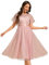 Ever-Pretty Robe Demoiselle d'honneur Femme Midi Tulle Broderie Col Rond Manches Courtes Cérémonie Rose 38
