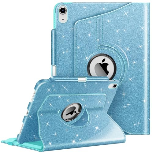 FINTIE Rotating Case for iPad A16 11th Gen 11 Inch & iPad 10th Gen 10.9 | 360 Degree Swivelling Protective Stand Cover, Built-in Pencil Holder, Elastic Band, Glittering Blue
