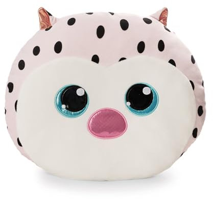 NICI 62207 GLUBSCHIS Coussin, Motif Chouette Lowidou, 35 x 30 cm, rose, Moelleux, Pour Garçons, Filles, Bébés Et Amateurs De Doudous, Idéal Pour La Maison, La Maternelle Ou Les Déplacements