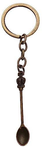 Mini Crown Spoon Keychain Key Ring, Vintage Kitchen Spoon Crown Keychain, Metal Key Chain Pendant Jewelry Gift for Women Men(bronze)