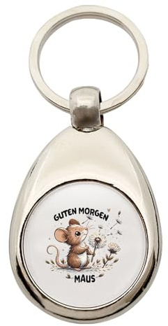 Huuraa Schlüsselanhänger Guten Morgen Maus Geschenk | Einkaufswagenchip Geschenkidee Motiv Anhänger für Frauen und Männer