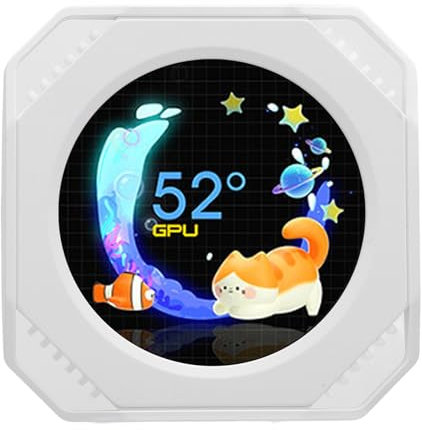 2.1 Inch Computer Temp Monitor,PC Temperature Display,PC Sensor Panel Support DIY Dynamic Theme,RGB GPU CPU Temperature Display PC Case Secondary Screen (Black) (White)