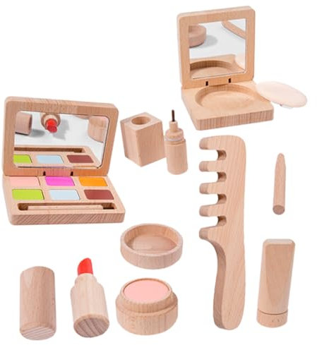 ifundom 1satz Holz-Make-up Spielzeugset Für Junge Mädchen Realistischer Beauty Salon Mit Lippenstift Lidschatten Für Rollenspiele Und Kreative Zu Geburtstagen Oder Feiertagen
