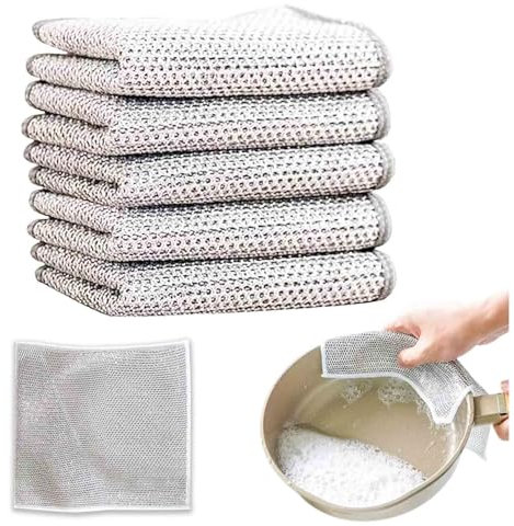 5 Pcs Wire Cleaning Cloths,Wet and Dry Miracle Cleaning Cloth,Reusable Non Scratch Wire Dishcloth,Multi Purpose Wire Miracle Cleaning Cloths,Two-Sided Non Scratch Wire Dish Cloth,For Home Kitchen