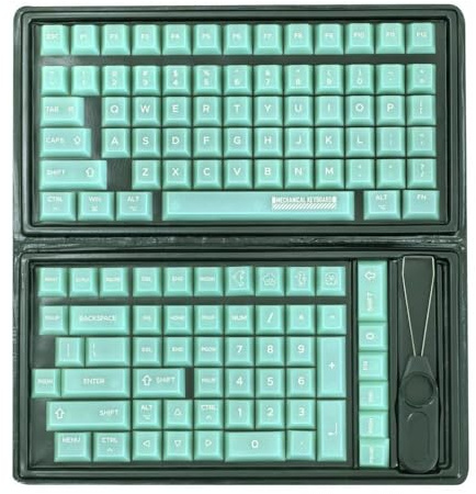 DIWUCXCA Frosted Nebel transparent Matte milchige weiße PC 122-Taste-Kappe für mechanische Tastaturen kompatibel mit arabisch russischem Hangul Koreanischen Layouts(Green-English)
