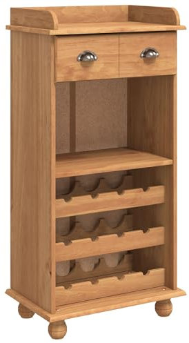 vidaXL Armario para Vinos ASKIM Marrón 57 x 37 x 114 cm, Elegante Mueble de Vino de Madera, Almacenamiento Alto y Rectangular, Organizador de Bar clásico, Soporte Tradicional