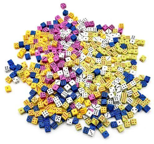 Mini Würfel Set, 100 Stück, 5mm, Vielfarbige D6 Würfel, Dice, Ideal für Casino-Spiele, Brettspiele, Mathematikunterricht und Partys, Quadratische Form, Hergestellt aus langlebigem ABS-Kunststoff