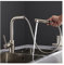 Schwenkbarer Küchenhahn Messing gebürstet Nickel Hoher Bogen Küche Waschbecken Wasserhahn Ziehen Rotation Spray Mixer Tap,Korrosionsbeständig(Nickel)