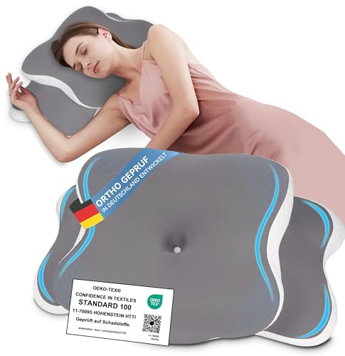 Silencomfort Cuscino Memory Foam, Cuscino Cervicale Ergonomico Supporto per Collo, Cuscinos Ortopedico per Il Collo in Memory Foam con Rimbalzo Automatico per Chi Dorme Di Lato, Di Schiena e Di Pancia