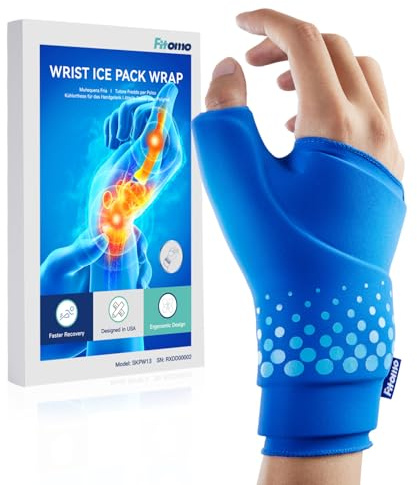 Fitomo Thumb & Wrist Ice Pack Wrap, Thickened Ice Gel Pad, Ergonomic Fit, Long Lasting Cold & Warm for Carpal Tunnel Relief, Arthritis, Computer Overuse Injuries, Post-Surgery, Post-Workout, Size S/M