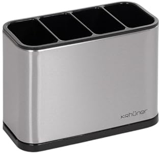 Genérico Escurridor de Cubiertos de Cocina de Acero Inoxidable, 4 Compartimentos con Bandeja de Drenaje Desmontable