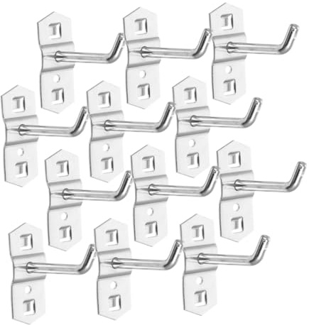 STOBAZA 12 Ganchos Metálicos Para Panel Perforado 50x6 Mm, Ganchos Resistentes Para Organización Garajes y Talleres, Soportes Inclinados Para Colgar Herramientas