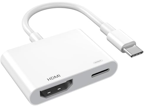 [Certifié MFi] Adaptateur Apple USB C vers HDMI pour iPhone 17 vers TV, adaptateur AV numérique de type C 4K Connecteur d'écran de synchronisation avec port de charge rapide 100 W pour iPhone Série 17