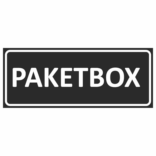 KIWISTAR UG - Paketbox Schild - 15x10 cm weiß schwarz - graviert - Schilder selbstklebend - aus 1,4mm Plastik - für Post, Klingel, Paketbriefkasten, Packet Box, Hinweisschilder