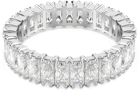 Swarovski Matrix Kollektion Ring, Baguette-Schliff, Weiß, Silberfarbenes Finish