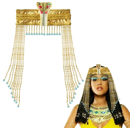 LQTSLFM Ägyptischer Kopfschmuck Damen, Schlange Perlen-Kopfschmuck, Ägyptisches Stirnband für Frauen, Ägyptisches Kostümzubehör für Karneval, Halloween, Motto- & Kostümpartys, Cosplay