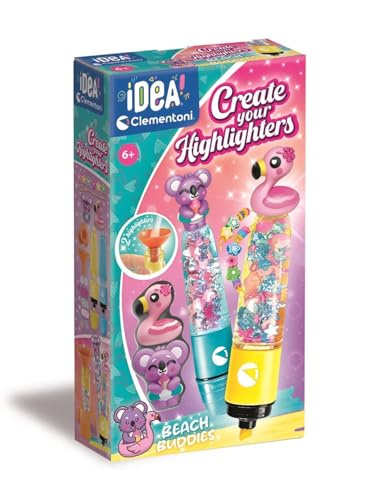 Clementoni IDEA Deine Textmarker-Kreationen Freunde Labor | für personalisierte Textmarker, Kreativ-Set für Kinder ab 6 Jahren, mit 2 personalisierbaren Textmarkern mit Zubehör, 18396