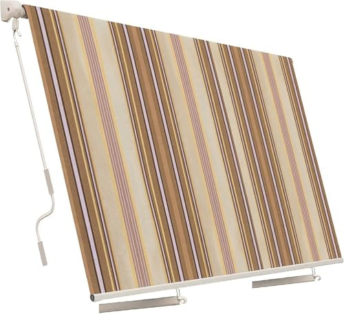 Aeffe Tenda da Sole a Caduta 300 x 250 Centimetri cm Avvolgibile, Estensibile, Struttura in Alluminio Tessuto 280gr/mq (Beige Rigato 300x250)