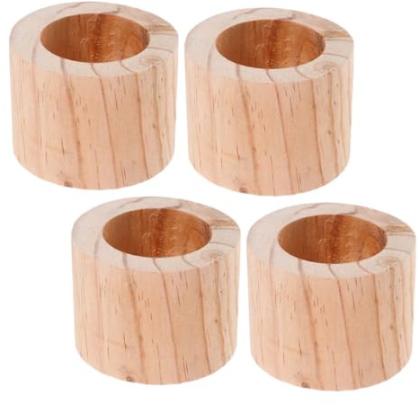 VICASKY Lot de 4 Pots en Bois pour Plantes Grasses, Mini Jardinières Rondes en Bois de Pin Naturel, Diamètre 6 Cm Hauteur 4,5 Cm, Pots de Fleurs Rustiques pour Jardin Intérieur