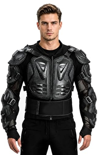 Hengrongshen Motorrad Protektorenjacke Schutz Jacke Pro Motocross Protektorenweste mit Rückenprotektor Scooter MTB Enduro Motorradjacke für Damen und Herren