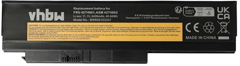 vhbw Akku kompatibel mit Lenovo ThinkPad X220i, X220s, X230i, X220, X230 Notebook (4400 mAh, 11,1 V, Li-Ion)