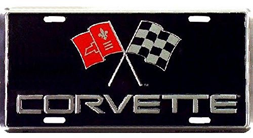 Schilder 4 Fun Corvette Nummernschild, Schwarz
