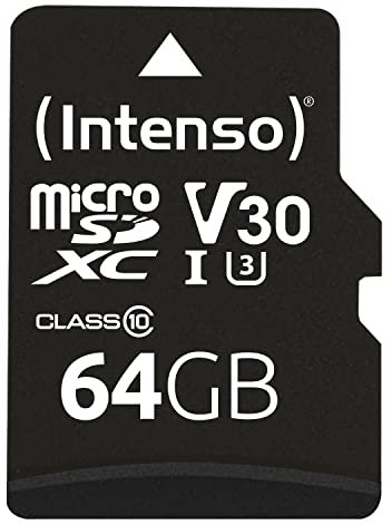 Intenso Professional microSDXC 64GB Class 10 UHS-I, U3, V30 Speicherkarte inkl. SD-Adapter (bis zu 100 MB/s), schwarz