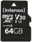 Intenso Professional microSDXC 64GB Class 10 UHS-I, U3, V30 Speicherkarte inkl. SD-Adapter (bis zu 100 MB/s), schwarz