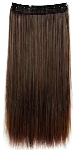 CAISHA 70cm Clip In Extensions Lara Haarverlängerung Haarteil Glatt Braun Mix C59a