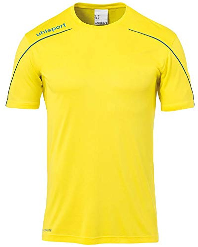 uhlsport Stream 22 Trikot Kinder/Kurzarmshirt/ T-Shirt/ Trikot/ Fußballtrikot/ limonengelb/azurblau, 164
