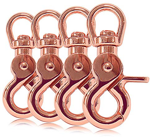 Ganzoo Scheren-Karabiner Haken mit Dreh-Gelenk/Dreh-Kopf für Hunde-Leine/Hals-Band 4er Set, legierter Stahl 61 mm Länge, auch für Paracord 550 / Schlüssel-Anhänger, Farbe: roségold