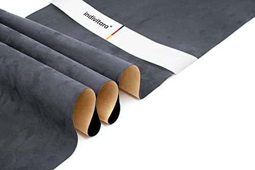 indivitara® Mikrofaserstoff selbstklebend Wildleder Optik Kunstleder Wildlederimitat - Stretch Dehnbar Folie Stoff