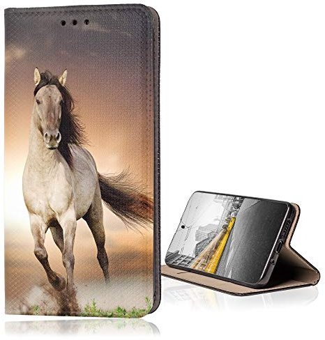 KX-Mobile Hülle für Nokia 2.4 Handyhülle Smart Magnet mit Motiv 1005 Pferd Hengst braun