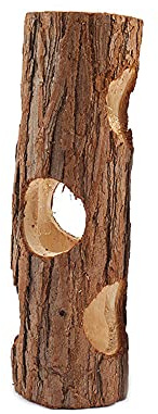 ANCLLO Tubo de túnel de madera natural para hámster, cabaña de juego, bosque, tronco hueco, diseño de agujero para ardillas, ratones, chinchillas, ardillas, animales pequeños